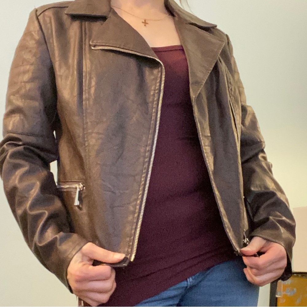 a.n.a Brown motorcycle jacket size small